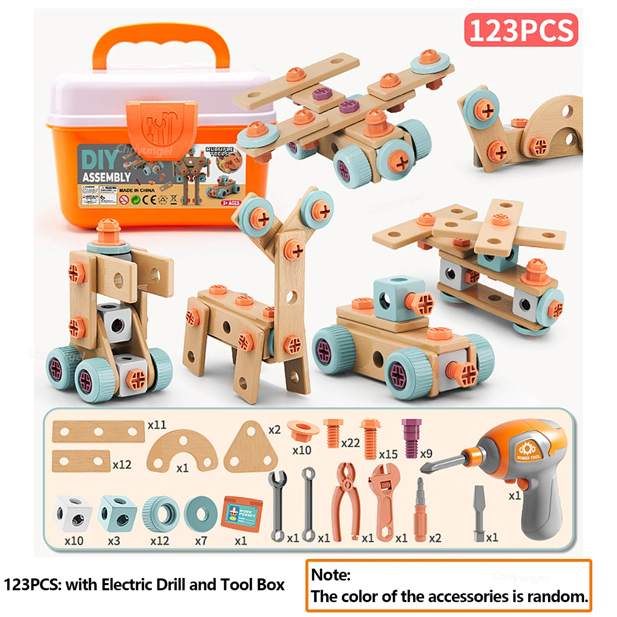 Chriyungel Kids DIY Toy with Drill & Toolbox (119–123 PCS)