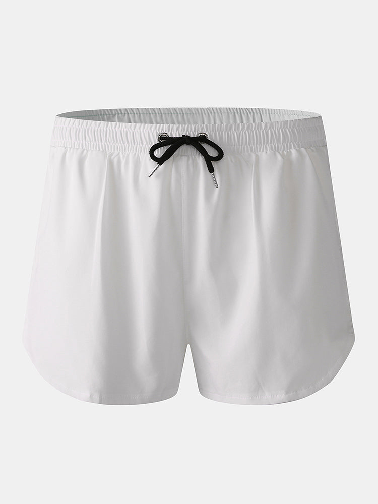 Men Sports Breathable Moisture Drawstring Shorts Mesh Liner Zipper Pocket Mini Shorts Loungewear