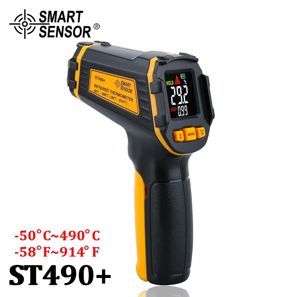 Digital Infrared Thermometer Laser Temperature Meter Non-contact Pyrometer Imager Hygrometer IR termometro Color LCD Light Alarm