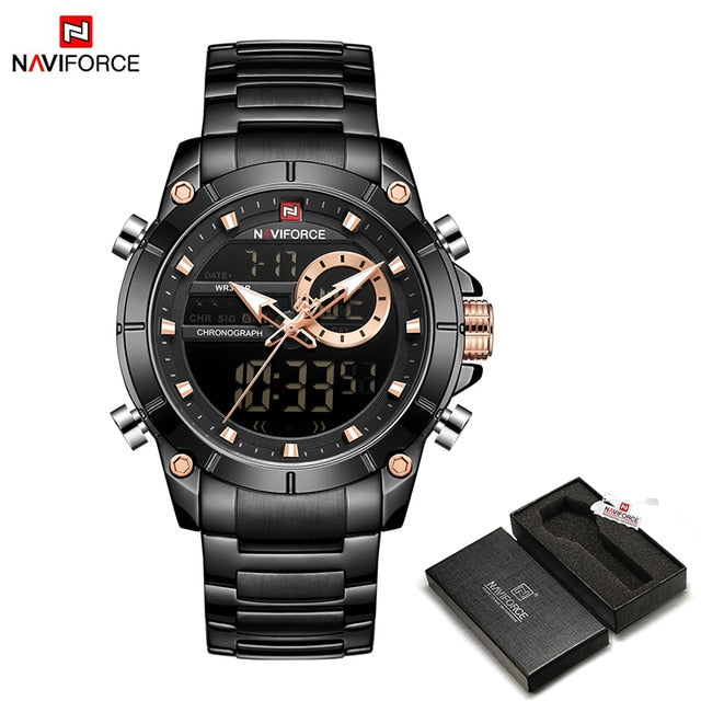 Men Military Fashion Watch Gold Quartz