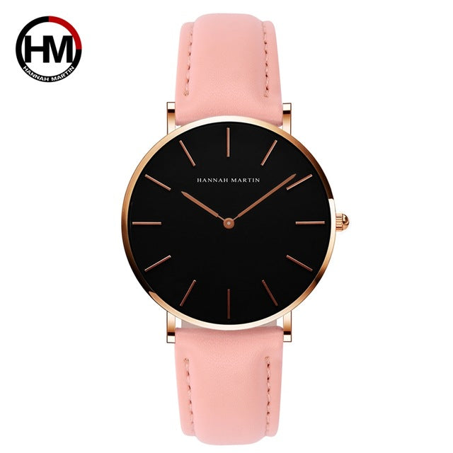 HANNAH MARTIN Brand Fashion Simple Japan Quartz Movement Watch