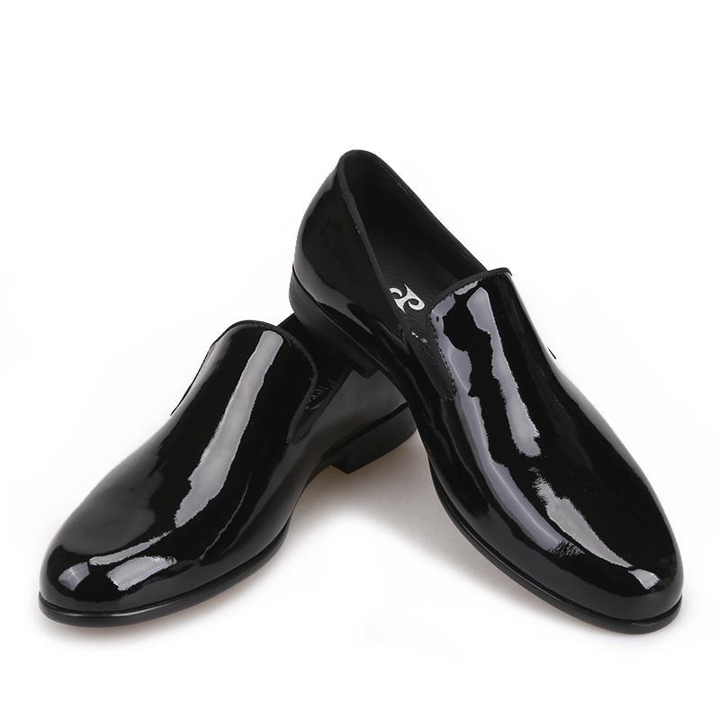 2018 New arrival Handmade Black Patent leather men shoes