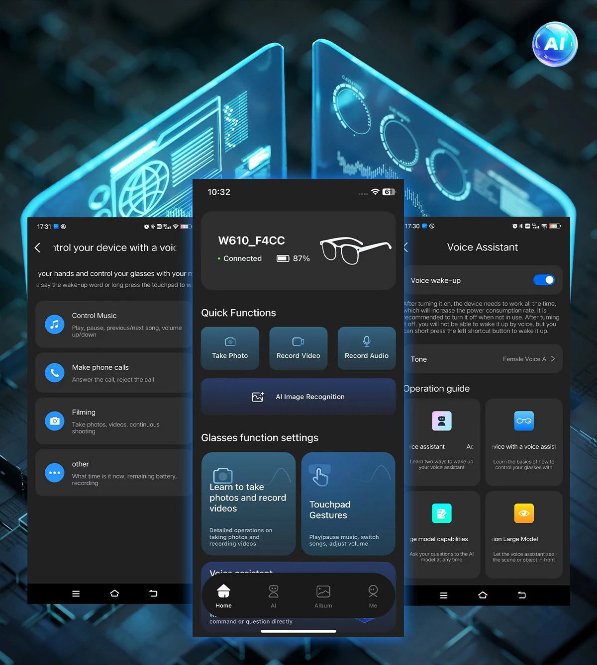 🔹 GUHUAVMI W610 AI Smart Glasses – ChatGPT 4.0