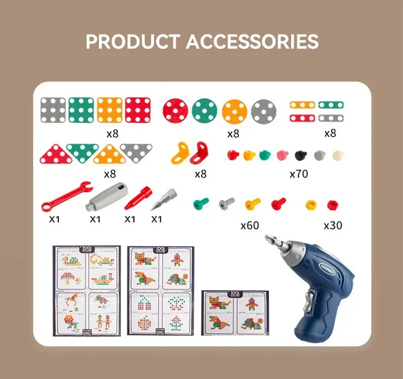 Kids Electric Drill Toolbox Montessori Toy