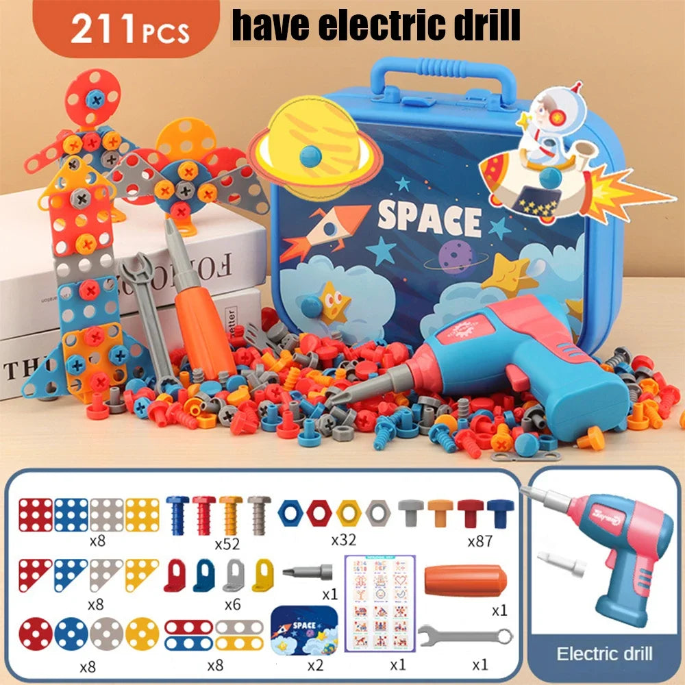 🔧 Kids Tool Set with Electric Drill – 3D Puzzle & Pretend Play Educational Toy