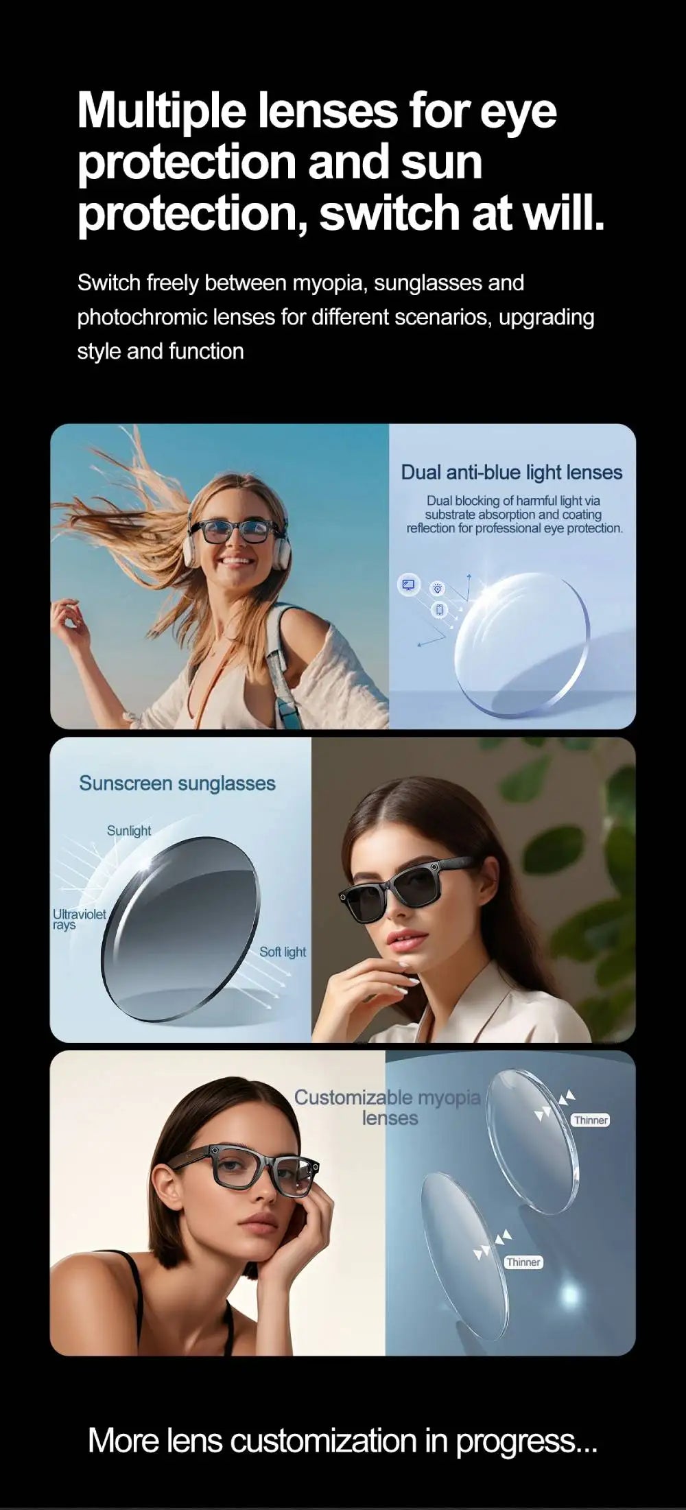 LIGE Waterproof Fashion AI Smart Glasses