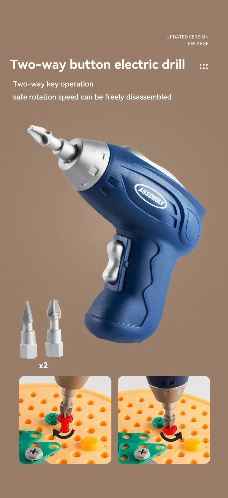 Kids Electric Drill Toolbox Montessori Toy