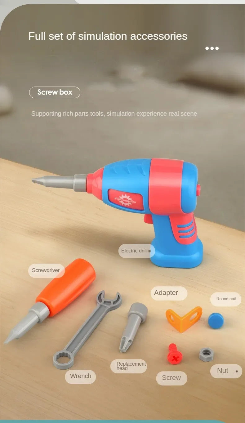 🔧 Kids Tool Set with Electric Drill – 3D Puzzle & Pretend Play Educational Toy