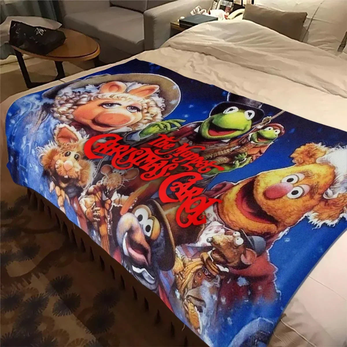 Printed Coral Fleece Christmas Themed Blanket