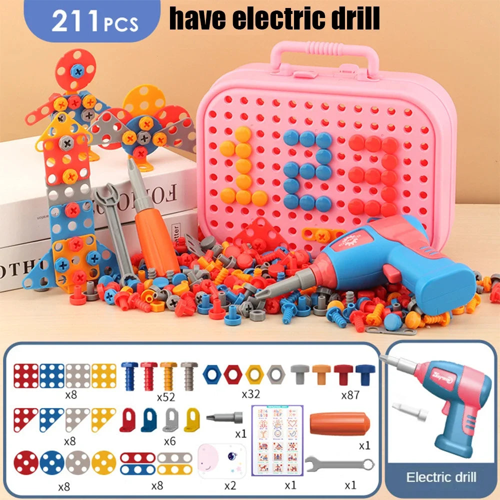 🔧 Kids Tool Set with Electric Drill – 3D Puzzle & Pretend Play Educational Toy