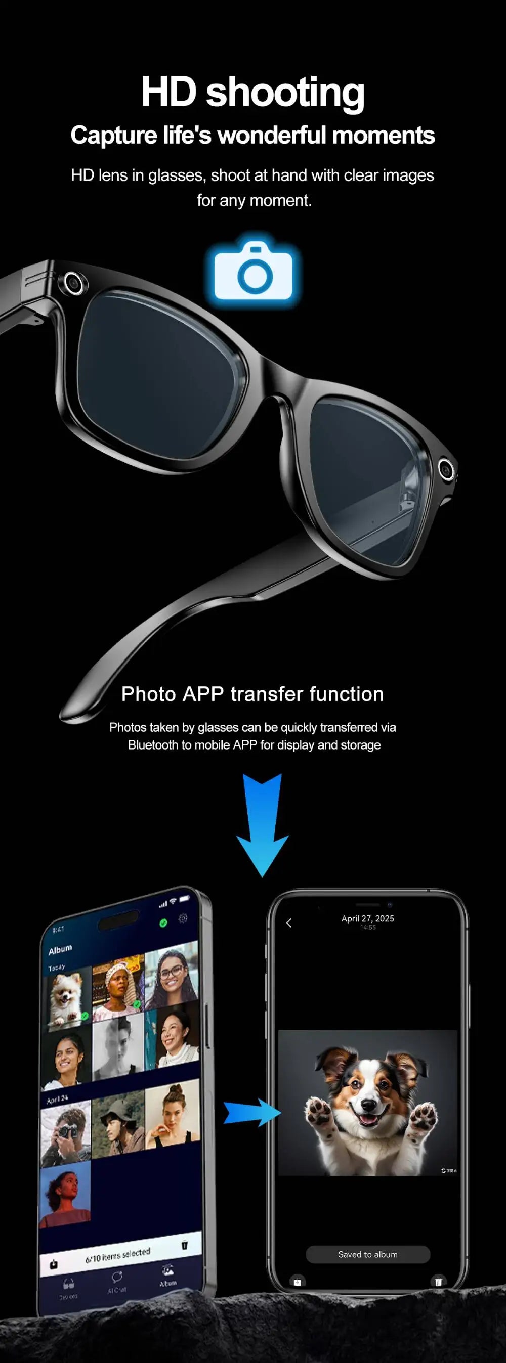 LIGE Waterproof Fashion AI Smart Glasses