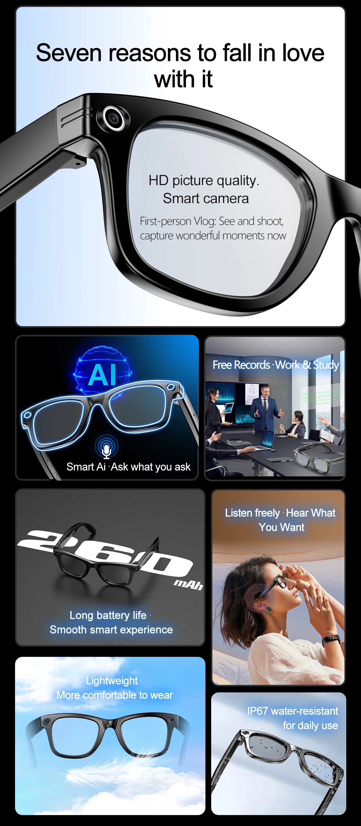 LIGE BWW600 ChatGPT Powered AI Smart Glasses