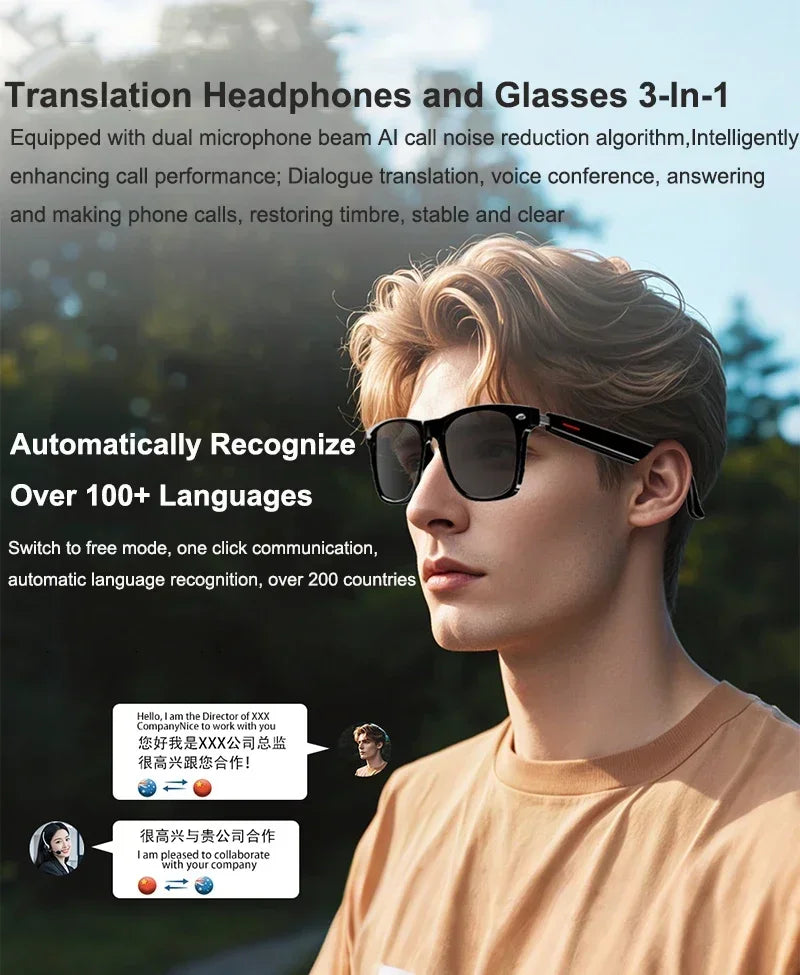 OPUYYM E13 Smart Translation Bluetooth Glasses