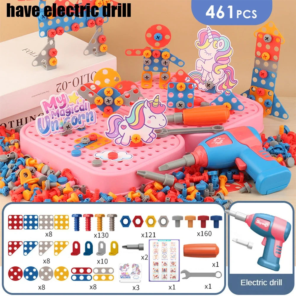 🔧 Kids Tool Set with Electric Drill – 3D Puzzle & Pretend Play Educational Toy