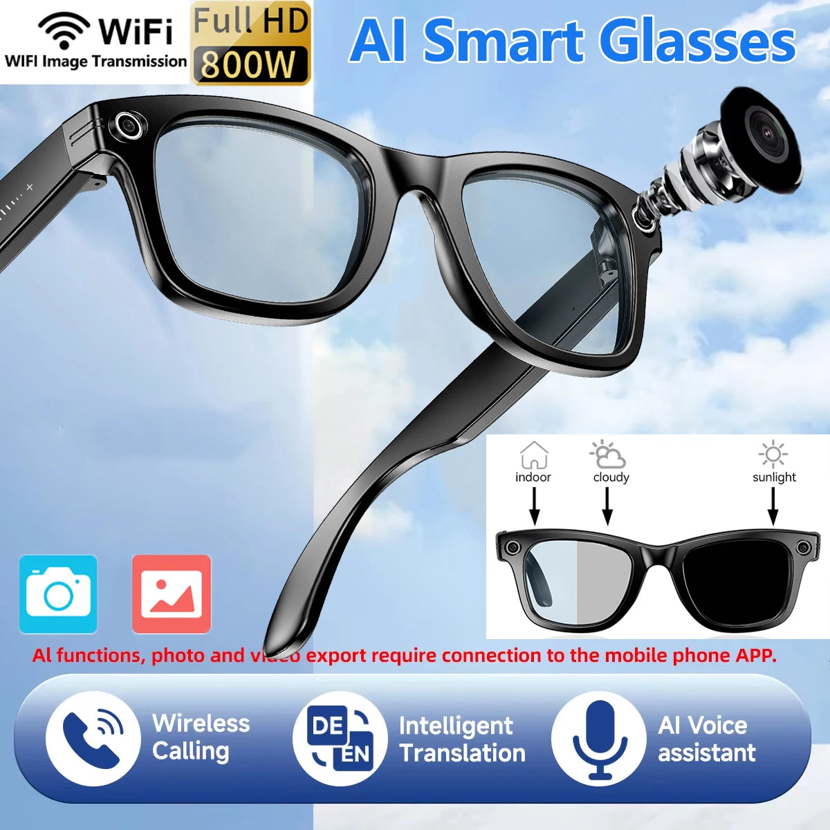 LIGE W610 2025 New Upgrade AI Smart Glasses – 8MP Camera