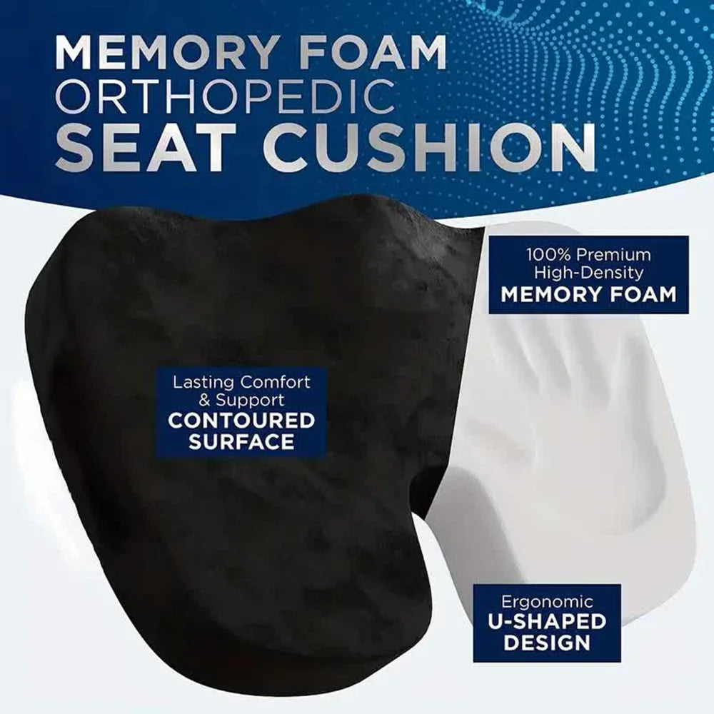 Memory Foam U-Shaped Seat & Back Cushion – Plush, Removable, Washable, Patchwork Design for Adults