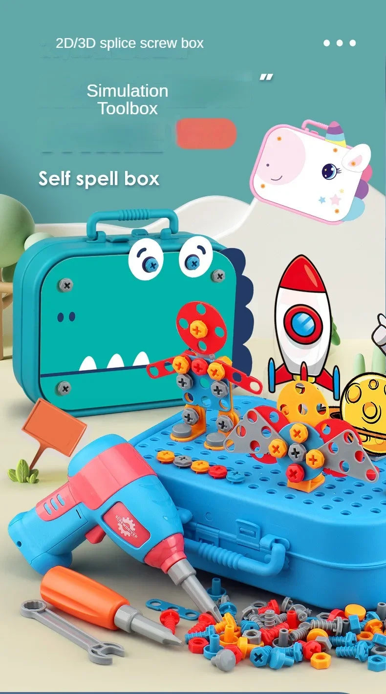 🔧 Kids Tool Set with Electric Drill – 3D Puzzle & Pretend Play Educational Toy