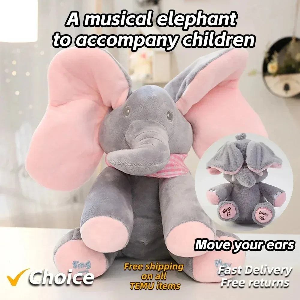 Animated Plush Elephant – Peekaboo Singing Toy