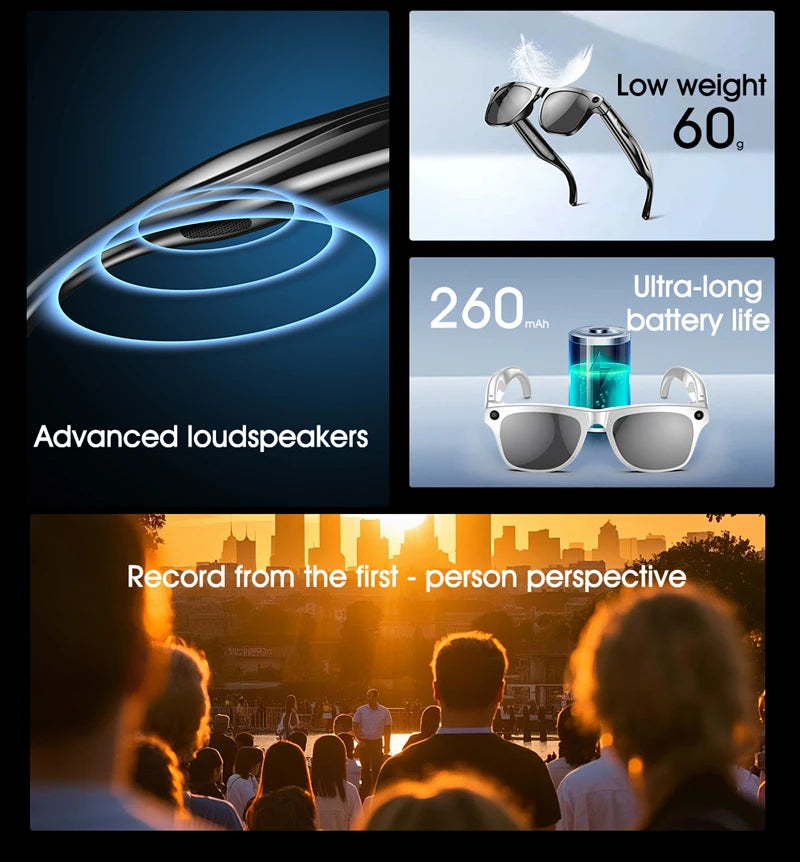 4K AI Smart Photochromic Glasses With Camera