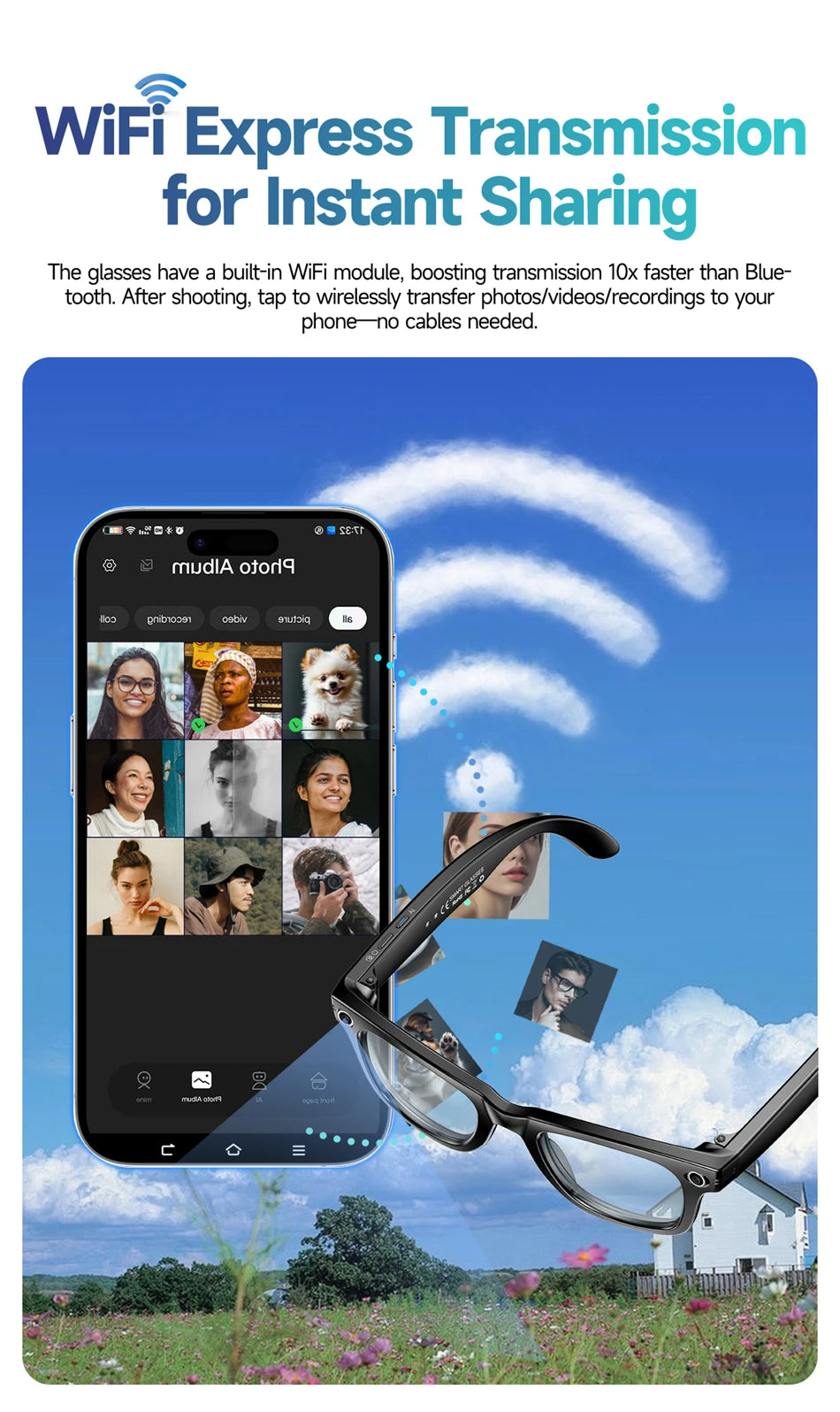 LIGE W610 2025 New Upgrade AI Smart Glasses – 8MP Camera