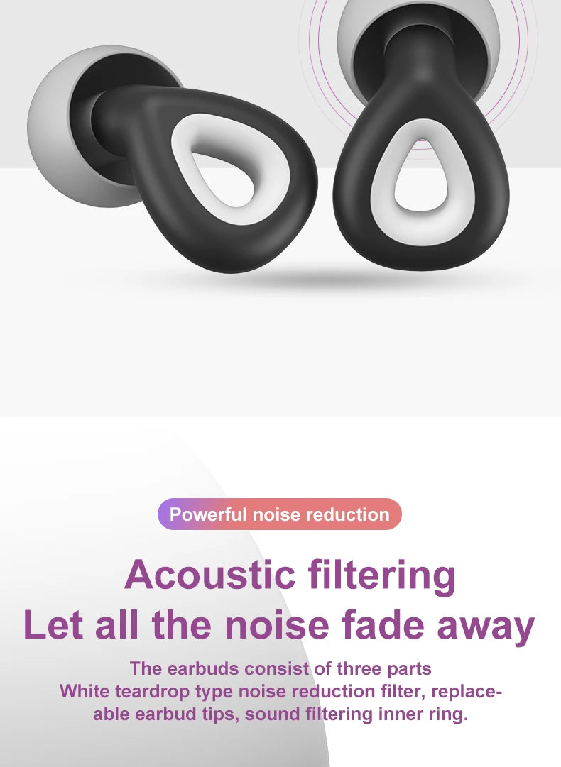 Soft Silicone Noise-Reduction Earplugs