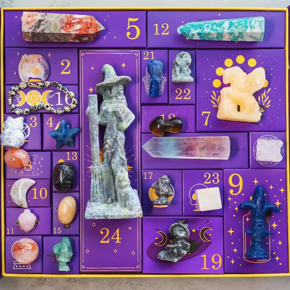 Reiki Crystal Healing Stones Halloween Countdown Gift Box