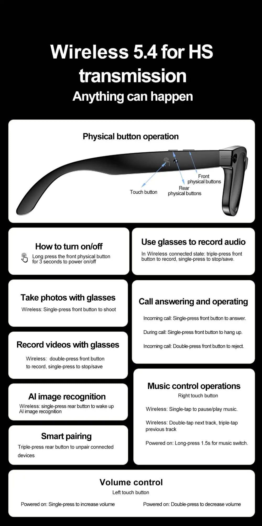 LIGE Waterproof Fashion AI Smart Glasses