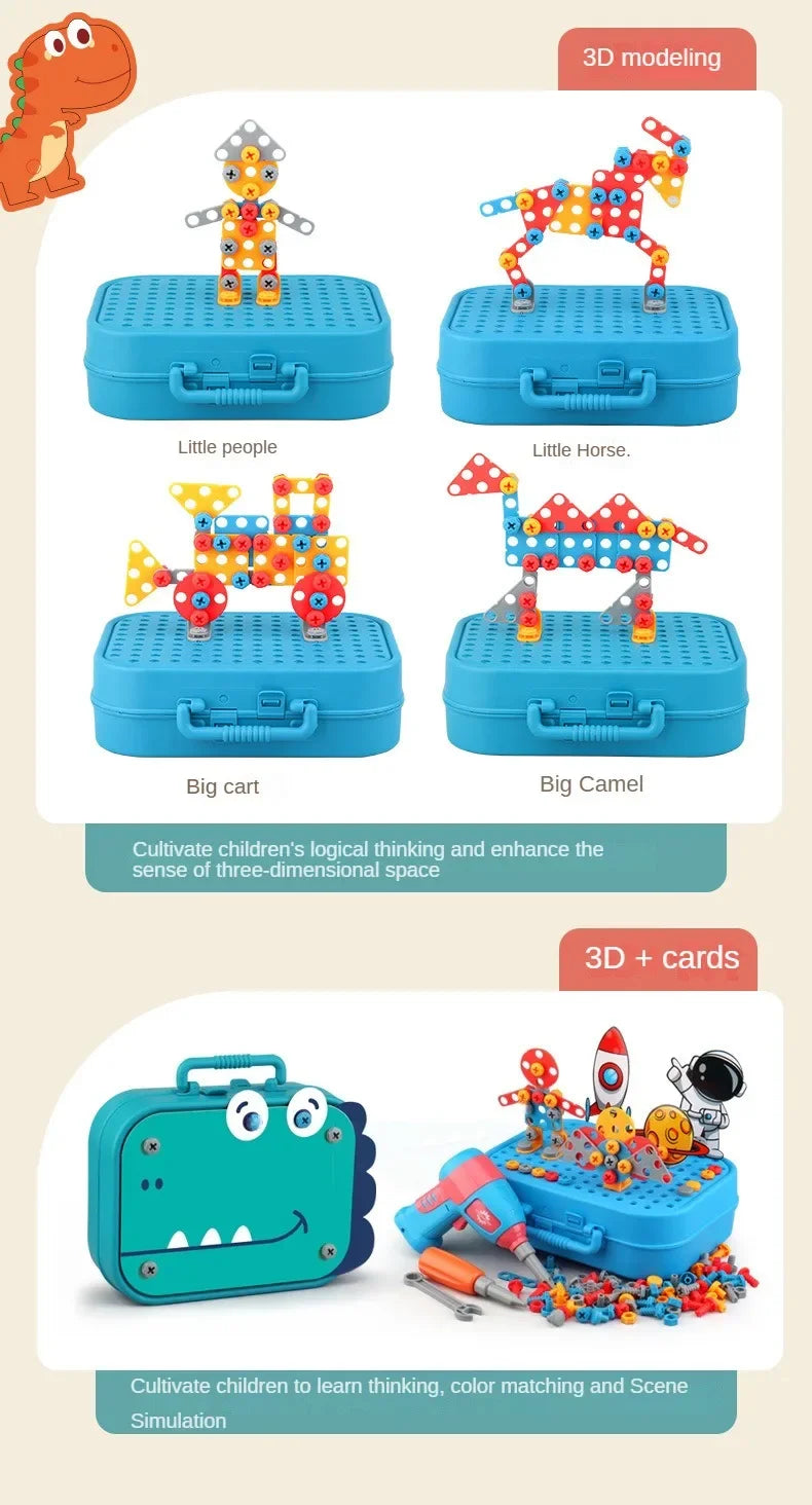 🔧 Kids Tool Set with Electric Drill – 3D Puzzle & Pretend Play Educational Toy