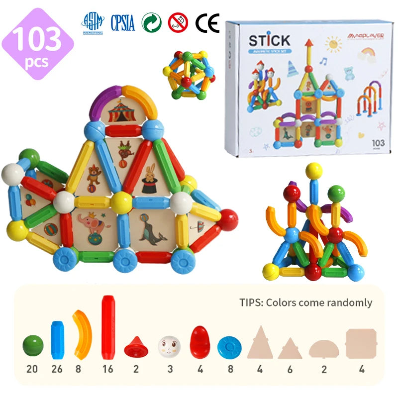 Magplayer Kids Magnetic Tiles Puzzle Toy
