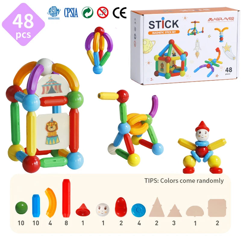 Magplayer Kids Magnetic Tiles Puzzle Toy