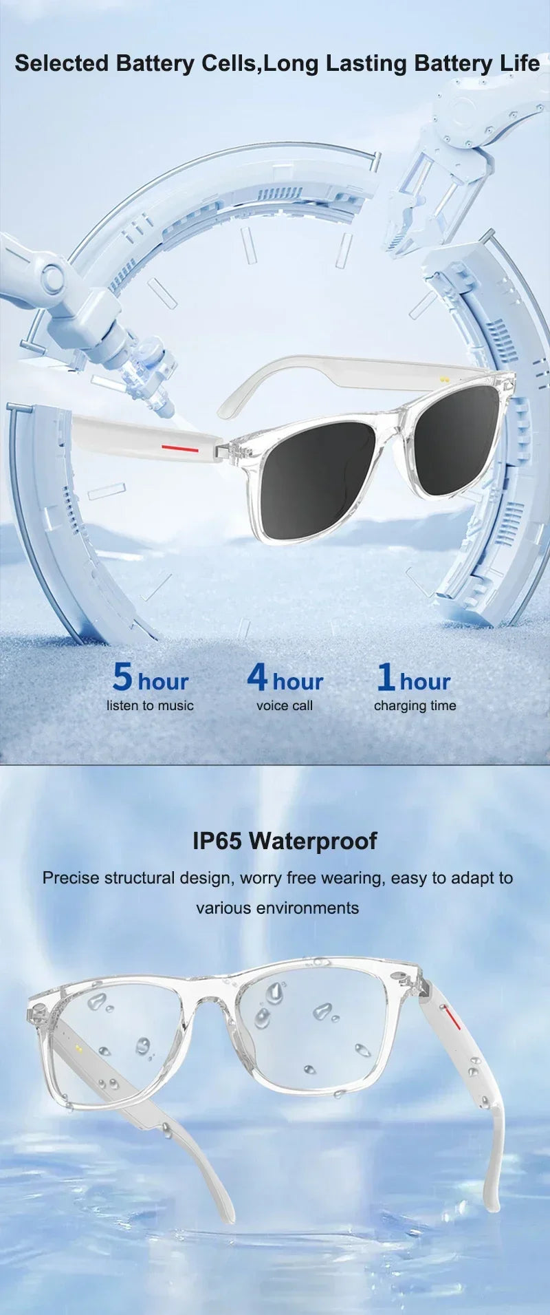 OPUYYM E13 Smart Translation Bluetooth Glasses