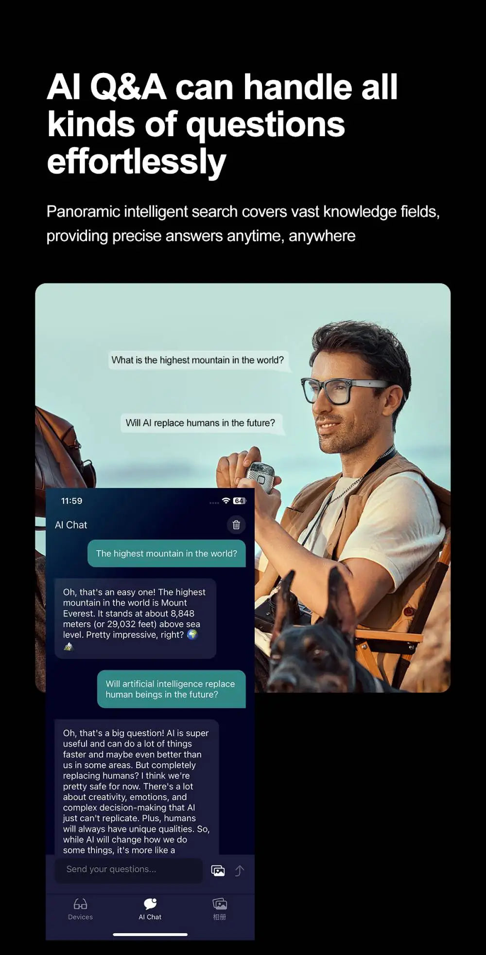 LIGE Waterproof Fashion AI Smart Glasses