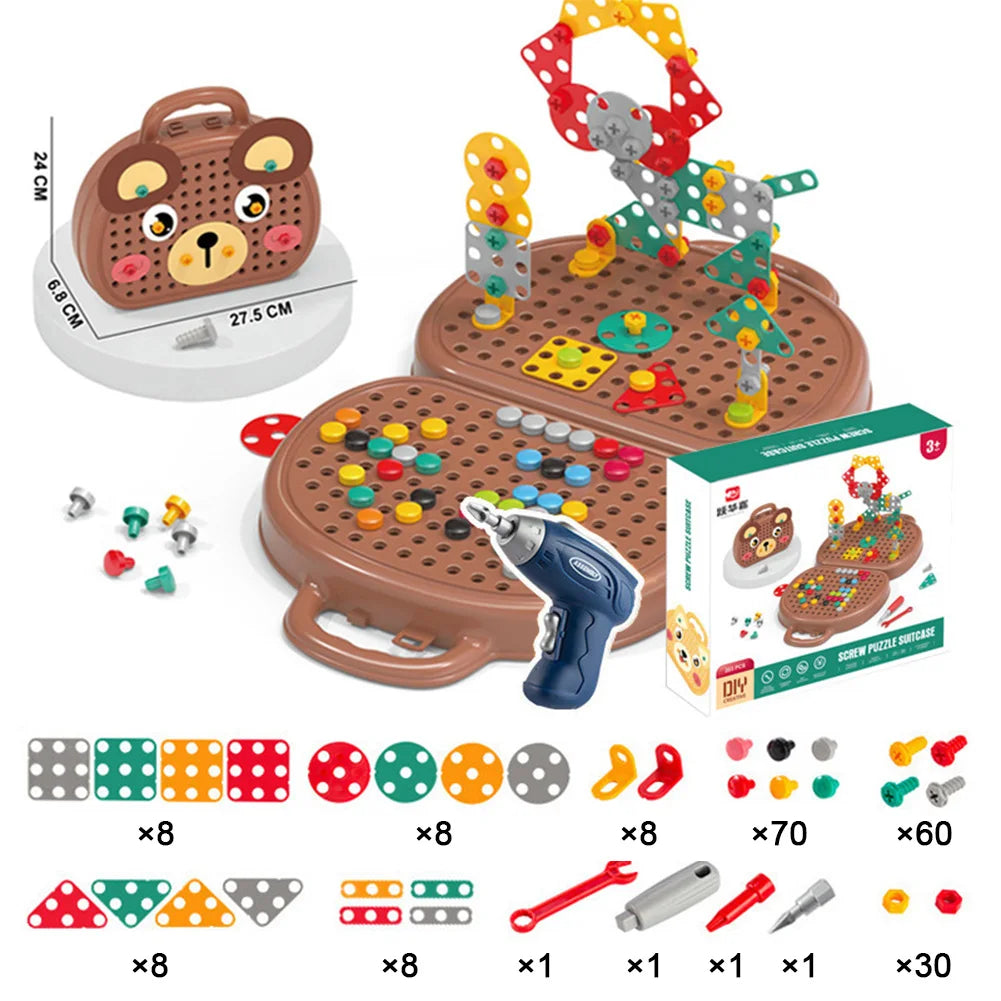 VKTECH 203-Piece Creative Mosaic Puzzle Toy / Screw Tools for Kids