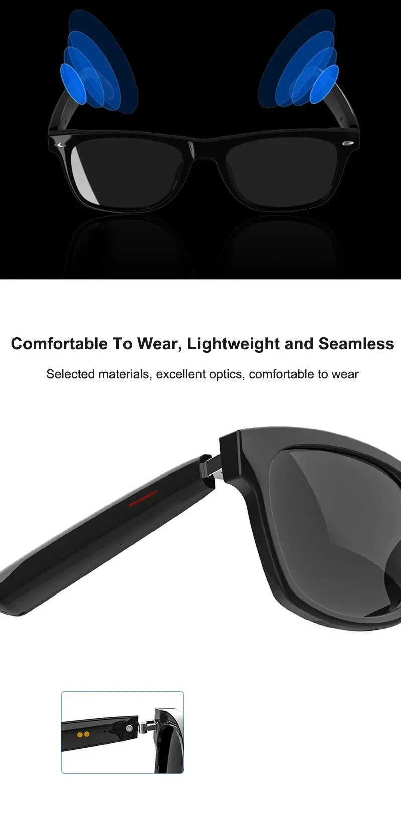 OPUYYM E13 Smart Translation Bluetooth Glasses
