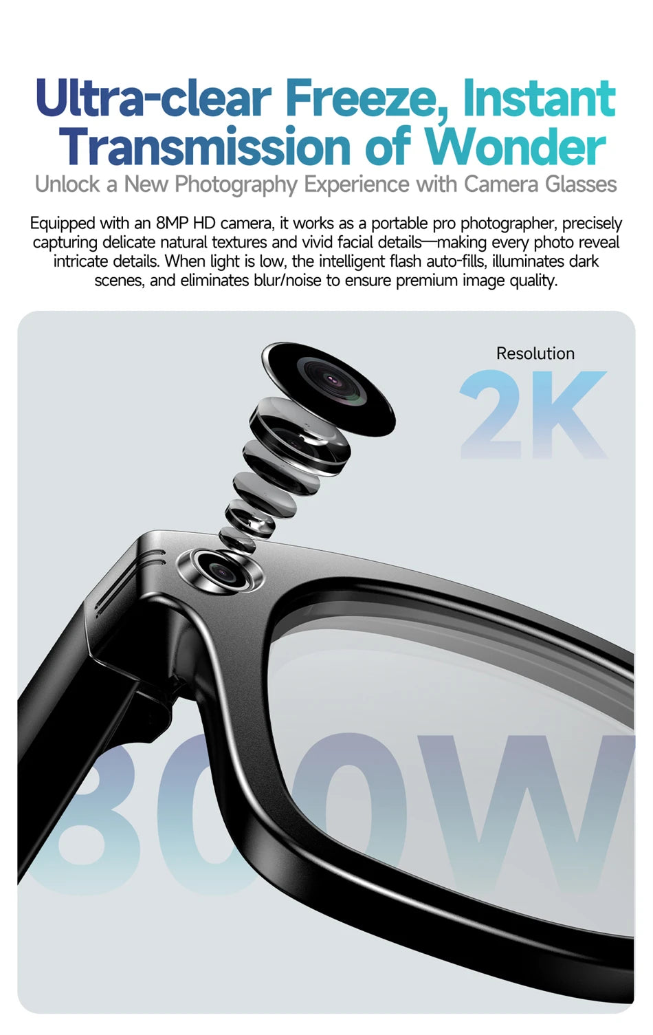 LIGE W610 2025 New Upgrade AI Smart Glasses – 8MP Camera