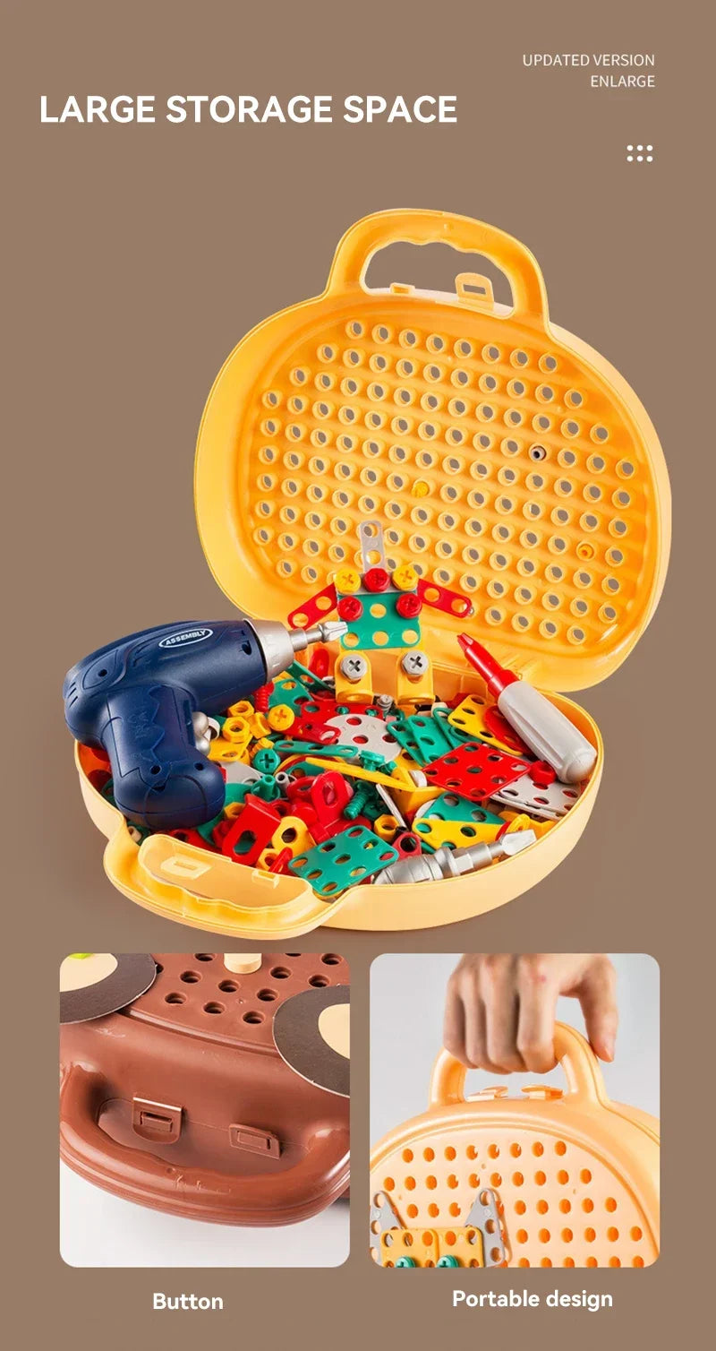 Kids Electric Drill Toolbox Montessori Toy