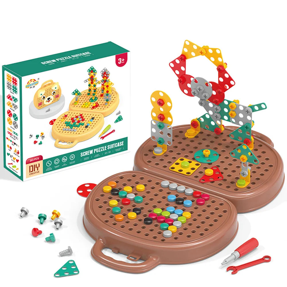 VKTECH 203-Piece Creative Mosaic Puzzle Toy / Screw Tools for Kids