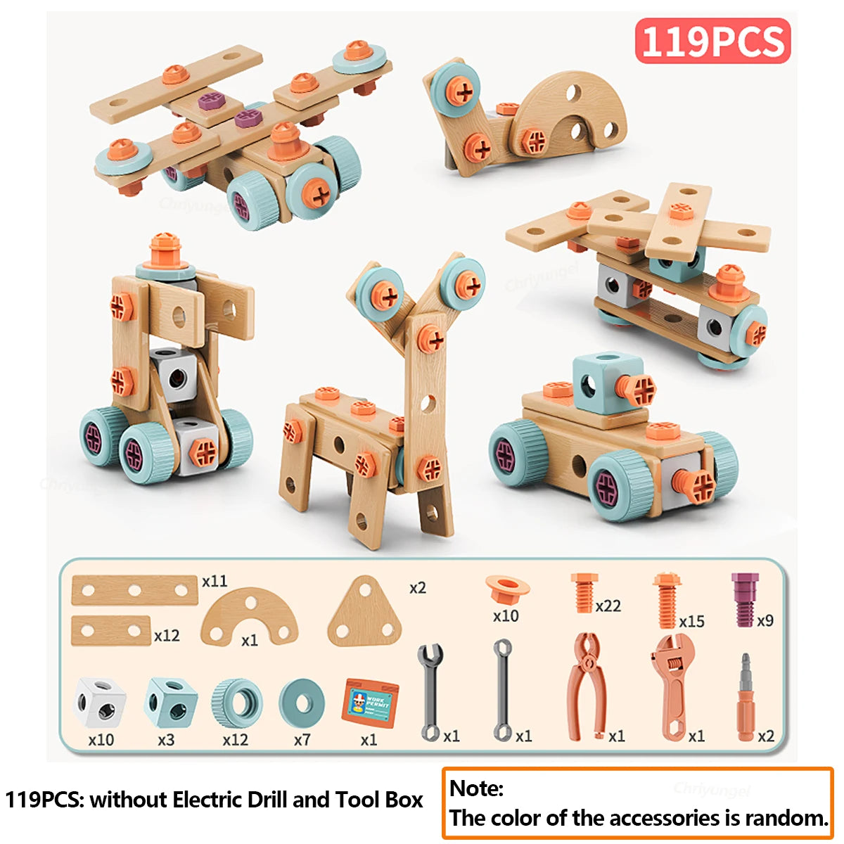 Chriyungel Kids DIY Toy with Drill & Toolbox (119–123 PCS)