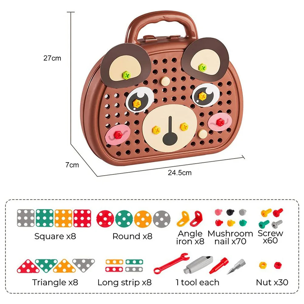 VKTECH 203-Piece Creative Mosaic Puzzle Toy / Screw Tools for Kids