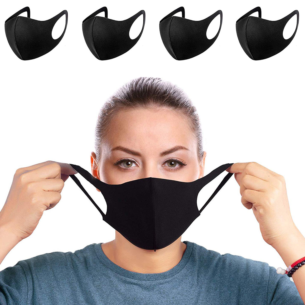 4Pcs Fashion Protective Face Mask Anti Dust Mask Washable Reusable Cotton for Cycling Camping Travel