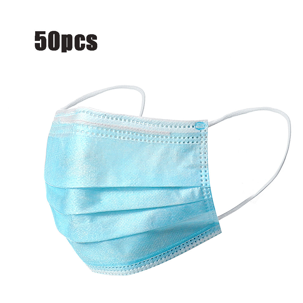 50Pcs Disposable Mouth Face Masks 3-layer Respirator Mask Dust-Proof Personal Protection