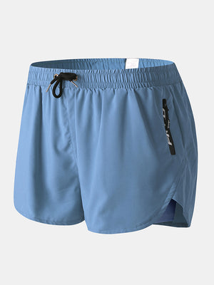 Men Sports Breathable Moisture Drawstring Shorts Mesh Liner Zipper Pocket Mini Shorts Loungewear