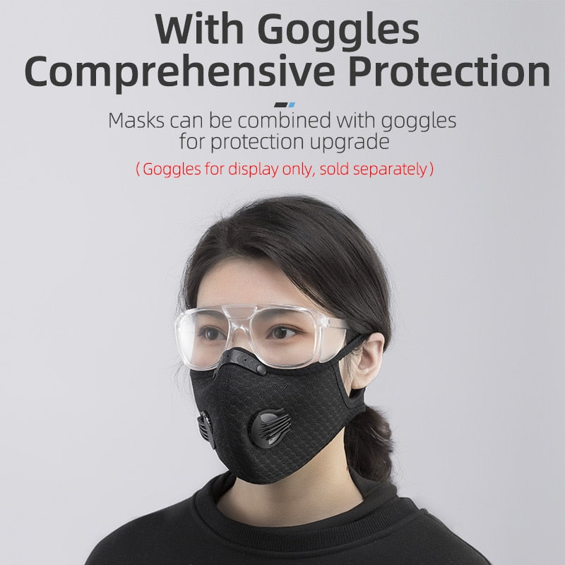 ROCKBROS Cycling Face Mask Filter PM2.5 Anit-fog Breathable Dustproof Bicycle Respirator Sport Protection Dust Mask Anti-droplet