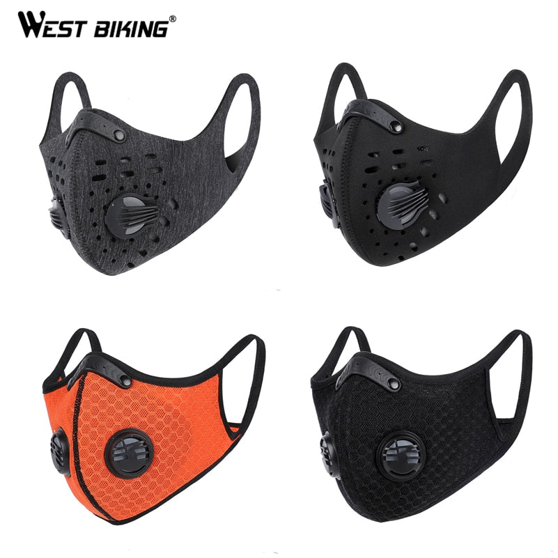 WEST BIKING Cycling Face Mask Sport Training Mask PM2.5 Anti-pollution Running Mask Activated Carbon Filter Washable Mask