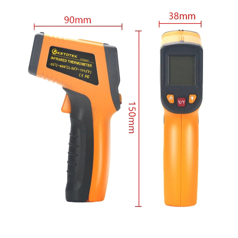 Handheld Non-contact IR Infrared Thermometer Digital LCD Laser Pyrometer Surface Temperature Meter Imager C F Backlight -50~600C