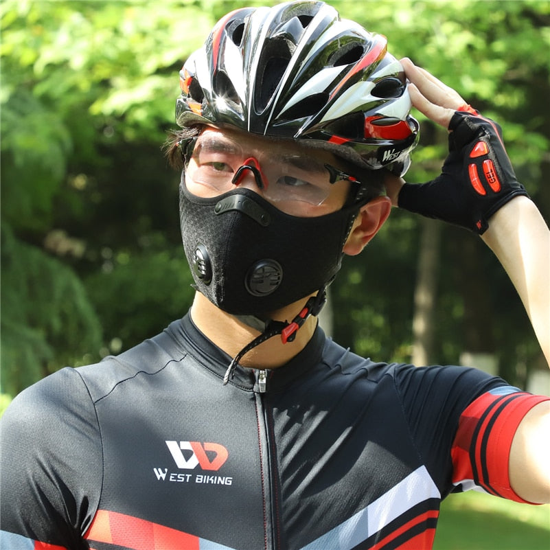 WEST BIKING Sport Face Mask Activated Carbon Filter Dust Mask PM 2.5 Anti-Pollution Running Training MTB Road Bike Cycling Mask