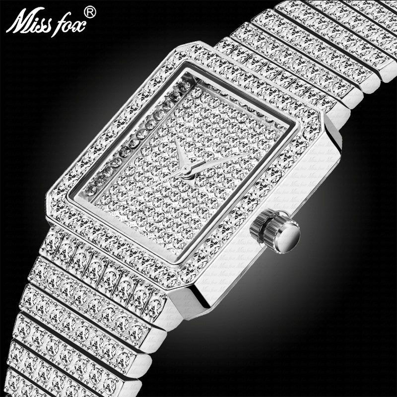 Silver Square Watch Women Bling  Lady Watch