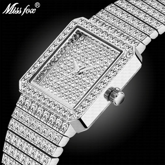 Silver Square Watch Women Bling  Lady Watch