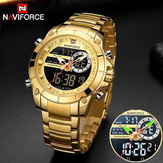 Men Military Fashion Watch Gold Quartz
