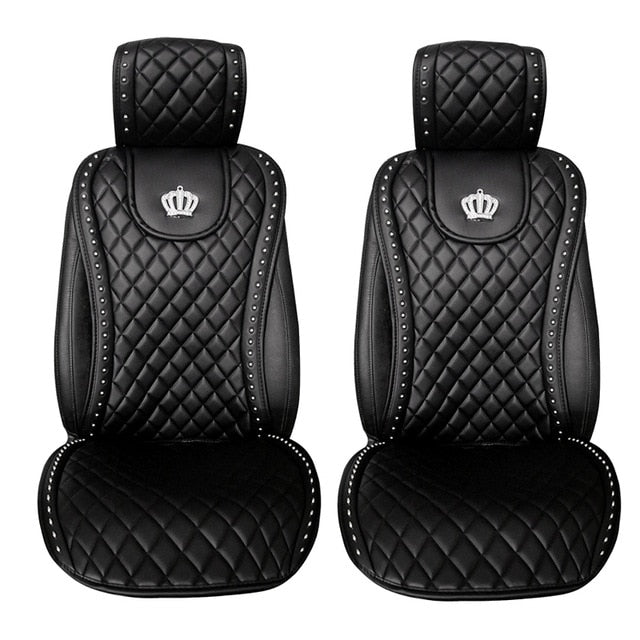 Leather Car Seat Cover Diamond Crown Rivets